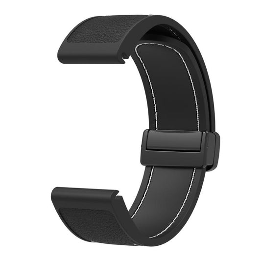 For Garmin 22mm Folding Magnetic Buckle Quick Release Silicone Watch Band(Black White) by bashfashion