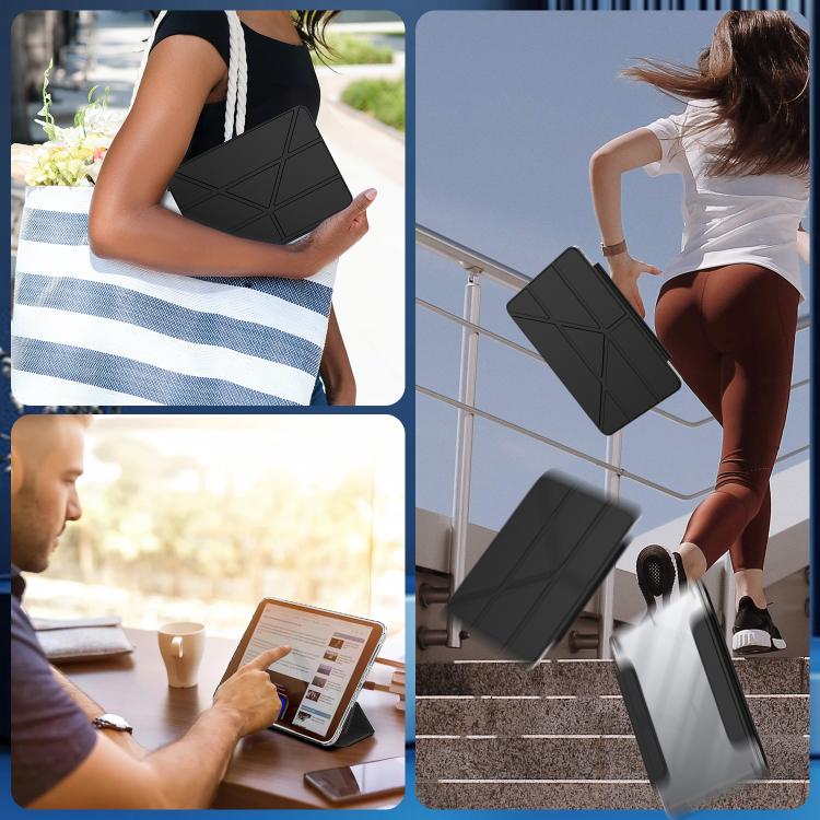 For iPad 10.2 2021 / 2020 / 2019 / Air 2019 Detachable Backshell Folding Holder Smart Tablet Leather Case(Black) by bashfashion