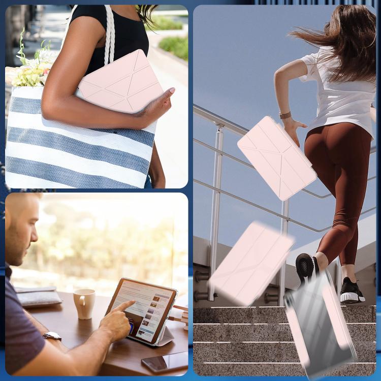 For iPad Pro 11 2022 / 2021 / 2020 Detachable Backshell Folding Holder Smart Tablet Leather Case(Pink) by bashfashion