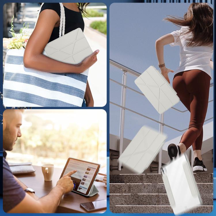For iPad Pro 11 2025 / 2024 Detachable Backshell Folding Holder Smart Tablet Leather Case(Grey) by bashfashion