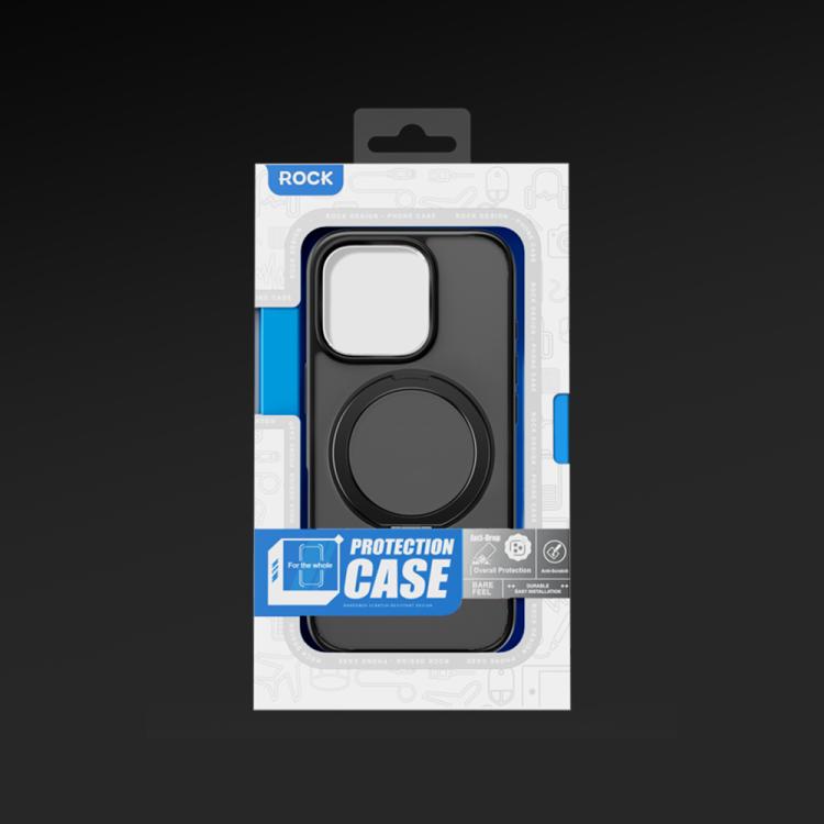 For iPhone 16 Pro Max ROCK YouDun Series Skin Feel Rotating MagSafe Holder PC Hybrid TPU Phone Case(Grey) by ROCK