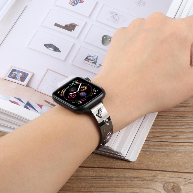 For Apple Watch 46mm / 49mm / 45mm / 44mm Diamond Quick Release Chain Bracelet Metal Watch Band(Starlight) by bashfashion