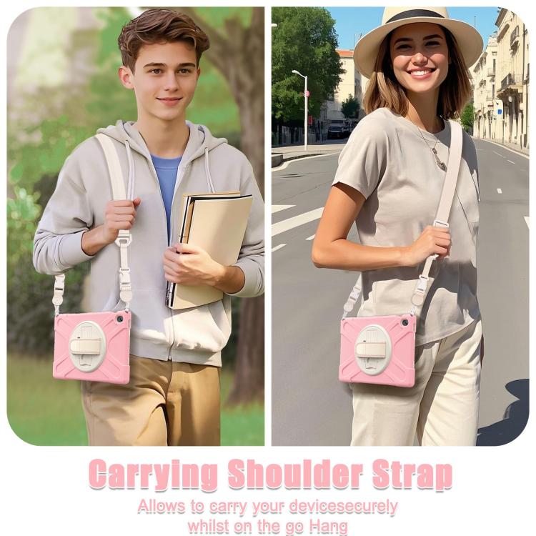 For Samsung Galaxy Tab S10 FE+ Rotatable Kickstand Grip Heavy Duty Hard Rugged Tablet Case(Cherry Pink) by bashfashion