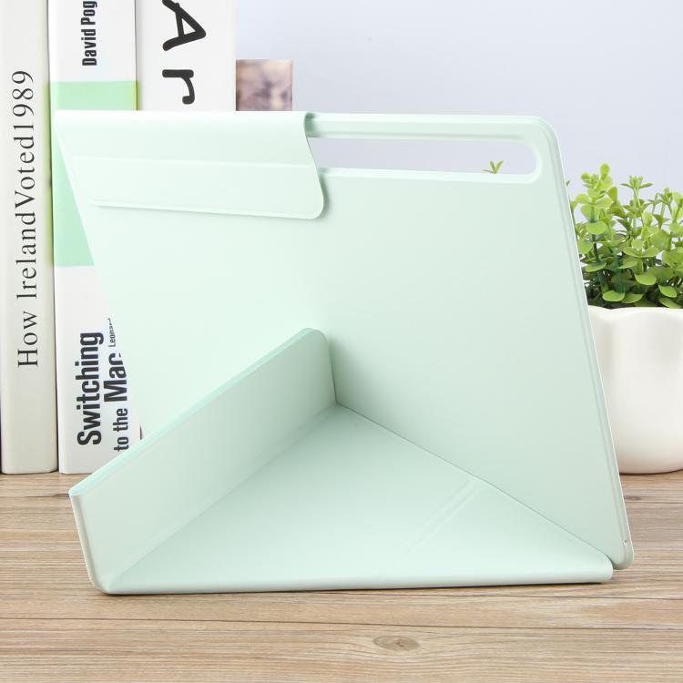 For Samsung Galaxy Tab S8+ / S7+ Fixed Buckle Magnetic Deformation Leather Tablet Case(Baby Green) by bashfashion