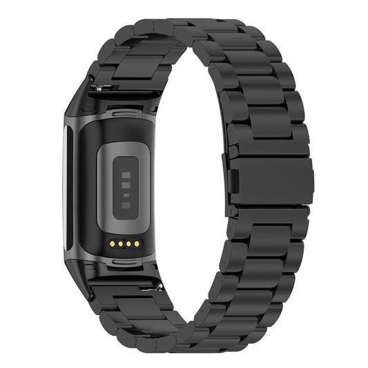 For Fitbit Charge 6 / 5 xDfind Three Beads Quick Release Metal Watch Band(Black) by xDfind