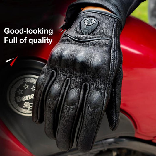 SOMAN MG-24 Motorcycle Sheepskin Gloves Touch Screen Off-road Riding Retro Gloves, Size:M(Black) by SOMAN
