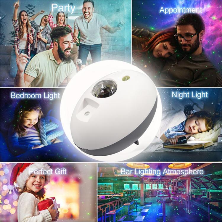 Elliptical Starry Projection Lamp Rechargeable Atmosphere Light, Style:With Remote Control(White Grey) by bashfashion