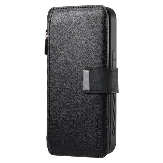 For iPhone 17 CaseNeo MagSafe RFID Anti-theft Zipper Wallet Retro Leather Phone Case(Black) by CaseNeo