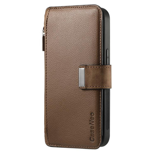 For iPhone 17 CaseNeo MagSafe RFID Anti-theft Zipper Wallet Retro Leather Phone Case(Brown) by CaseNeo