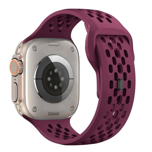 For Apple Watch 42mm / 41mm / 40mm / 38mm xDfind Mesh Reverse Buckle Silicone Watch Band(Wine Red) by xDfind