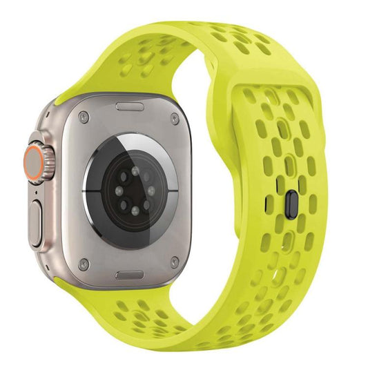 For Apple Watch 42mm / 41mm / 40mm / 38mm xDfind Mesh Reverse Buckle Silicone Watch Band(Lime) by xDfind