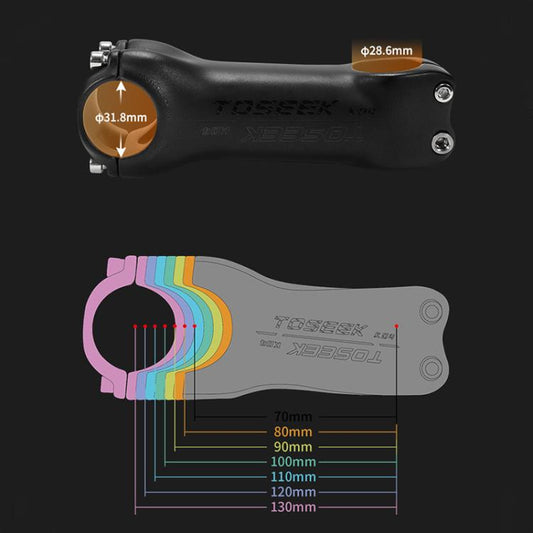 TOSEEK K04 Full Carbon Fiber Brazing Road Mountain Bike Handlebar Riser Faucet, Size:17 Degree, 130mm(Black Grey Silver) by TOSEEK