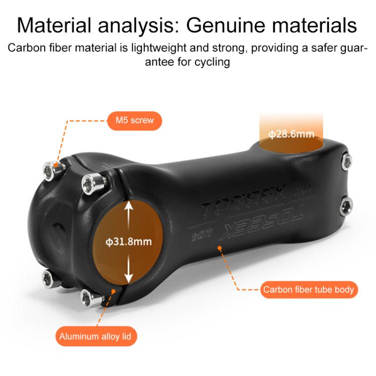 TOSEEK K04 Full Carbon Fiber Brazing Road Mountain Bike Handlebar Riser Faucet, Size:17 Degree, 120mm(Black Grey Silver) by TOSEEK