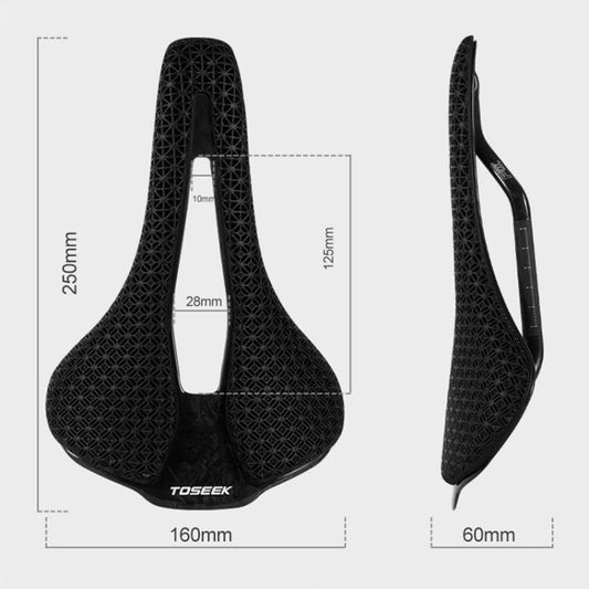 TOSEEK P10 Carbon Fiber 3D Printed Road Mountain Bike Seat, Width:160mm by TOSEEK