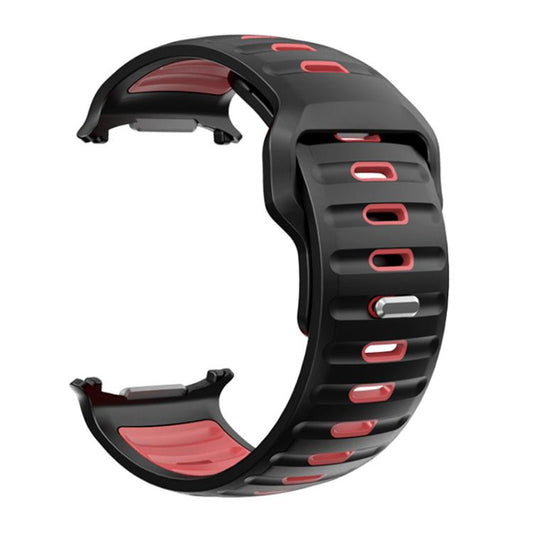 For Samsung Galaxy Watch Ultra 47mm / Ultra 2025 Striped Two Color Silicone Watch Band(Black Red) by bashfashion