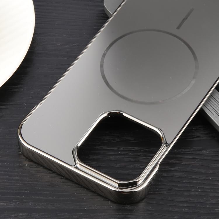 For iPhone 15 Pro Max Electroplating Frameless Frosted Anti-Glare PC MagSafe Phone Case(Titanium Gray) by bashfashion