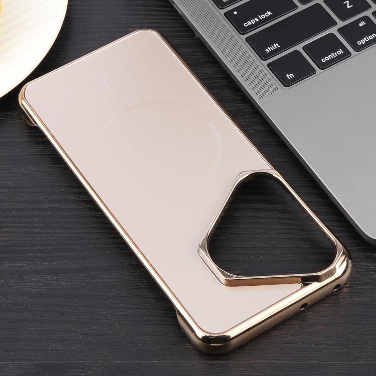 For Huawei Pura 70 Electroplating Frameless Frosted Anti-Glare PC MagSafe Phone Case(Desert Gold) by bashfashion