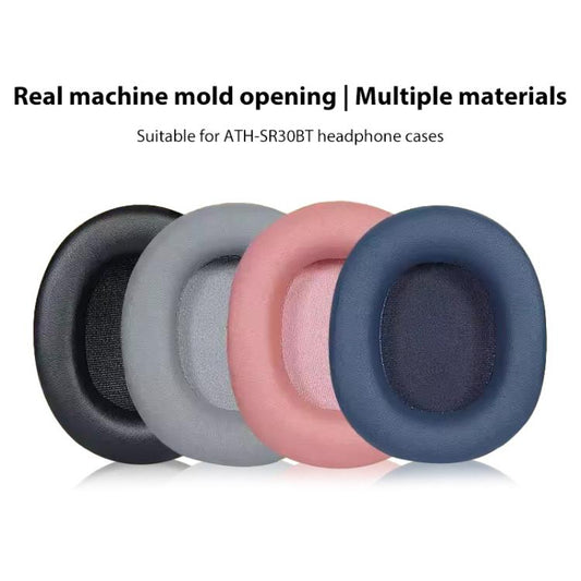 2pcs Sponge Earmuffs Replacement Earpads For Audio-Technica ATH-SR30BT, Style:Black Ice Silk Cloth by bashfashion