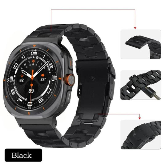 For Samsung Galaxy Watch Ultra 47mm / Ultra 2025 Safety Buckle Titanium Alloy Watch Band(Black) by bashfashion