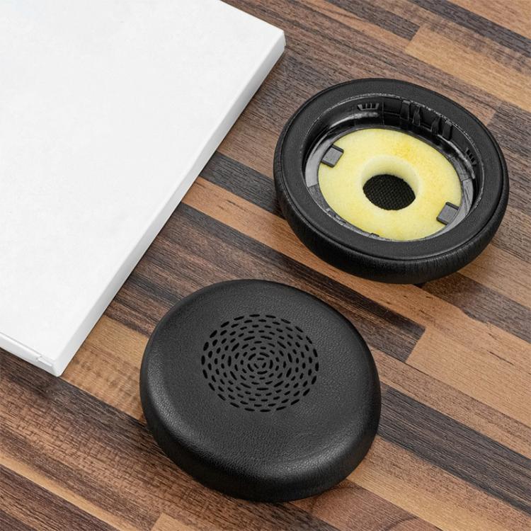 1 Pair Protein Leather Earpads For Jabra Evolve2 75(Black) by bashfashion