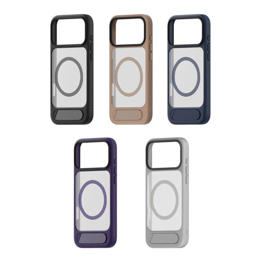 For iPhone 17 Pro Kalebol MagSafe Invisible Tilt Holder PC Hybrid TPU Case(Grey White) by Kalebol