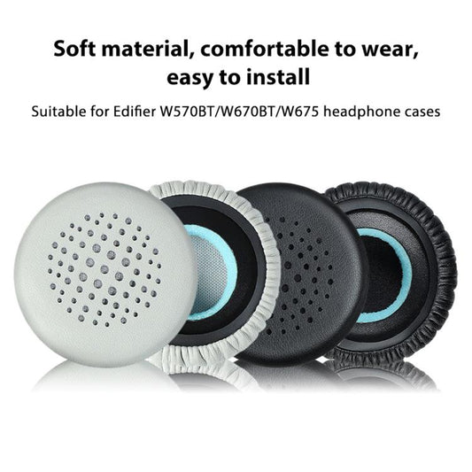 2pcs Protein Leather Replacement Earpads For EDIFIER H690 / W570BT / W670BT / H690P(Grey) by bashfashion