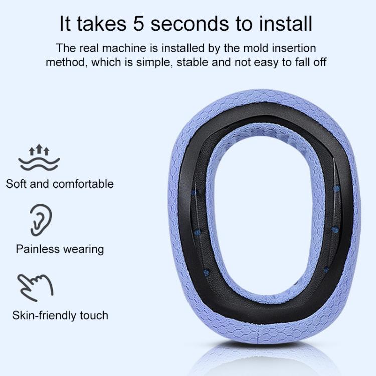 1 Pair Insert Replacement Earpads For Logitech G435, Material:Football Net Fabric(Black) by bashfashion