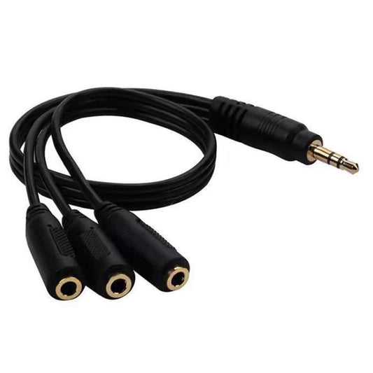 3 in 1 DC 3.5mm Audio Cable with Stereo(Black) by bashfashion