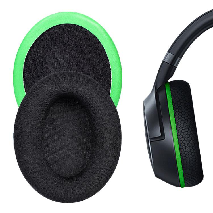 2pcs Insert Replacement Earpads For Razer Kaira, Material:Football Net Fabric(Black Green) by bashfashion