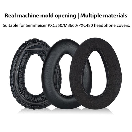 2pcs Snap-on Replacement Earpads For Sennheiser PXC550 / PXC480 / MB660, Material:Thickened Protein Leather(Black) by bashfashion