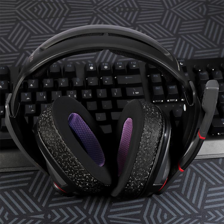 2pcs Snap-on Replacement Earpads For Sennheiser GSP500 / GSP550 / GSP600 / GSP670 / EPOS H6 Pro / GSP601 / GSP602, Material:Ice Feeling Leather(Black Purple) by bashfashion