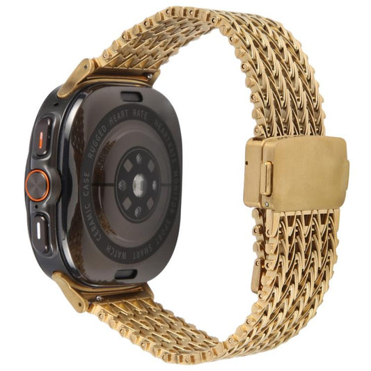 For Samsung Galaxy Watch Ultra 47mm / Ultra 2025 Magnetic Snap Clasp Steel Mesh Metal Watch Band(Gold) by bashfashion
