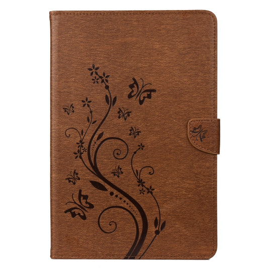 For Samsung Galaxy Tab S8 / Galaxy Tab S7 T870 / T875 Butterfly Flower Embossing Pattern Horizontal Flip Leather Case with Holder & Card Slots & Wallet(Brown) by bashfashion