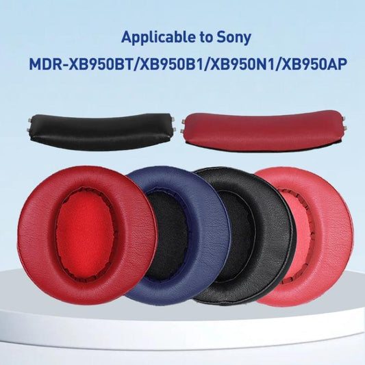 2pcs Football Net Earphone Replacement Earpads Pads For Sony MDR-XB950BT / XB950B1 / XB950N1(Black) by bashfashion