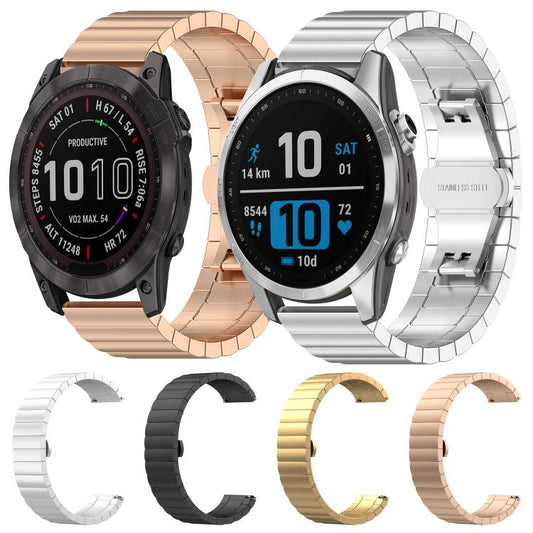 For Garmin Fenix 8/7X/6X/5X 26mm 22mm xDfind One-bead Bamboo Solid Stainless Steel Watch Band(Silver) by xDfind