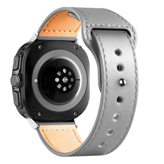 For Samsung Galaxy Watch Ultra 47mm / Ultra 2025 Rivet Reverse Buckle Leather Watch Band(Light Grey) by bashfashion