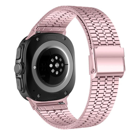 For Samsung Galaxy Watch Ultra 47mm / Ultra 2025 Seven Beads Buckle Stainless Steel Watch Band(Rose Pink) by bashfashion