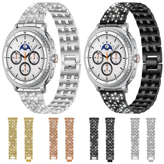 For Samsung Galaxy Watch Ultra/Ultra 2025 xDfind Five Beads Full Diamond Metal Watch Band(Black) by xDfind