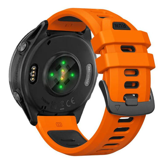 For Garmin Forerunner 970 Two Color Steel Buckle Silicone Watch Band(Orange Black) by bashfashion
