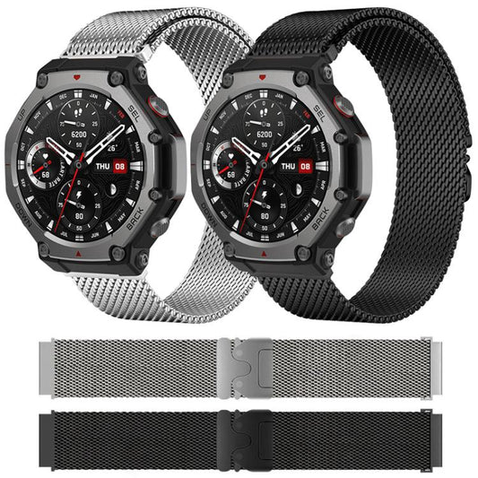 For Amazfit T-Rex 3 xDfind Milanese Parachute Buckle Stainless Steel Watch Band(Black) by xDfind