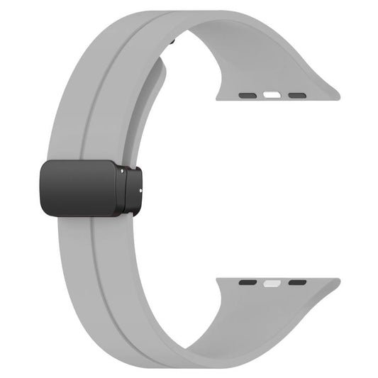 For Apple Watch 38 / 40 / 41 / S10 42mm xDfind Flat Head Groove Folding Black Buckle Silicone Watch Band(Light Grey) by xDfind