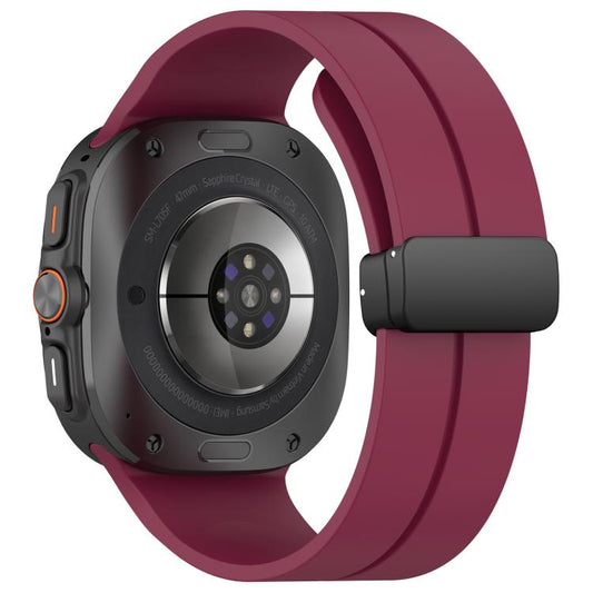 For Samsung Galaxy Watch Ultra / Ultra 2025 xDfind Flat Head Groove Folding Black Buckle Silicone Watch Band(Wine Red) by xDfind
