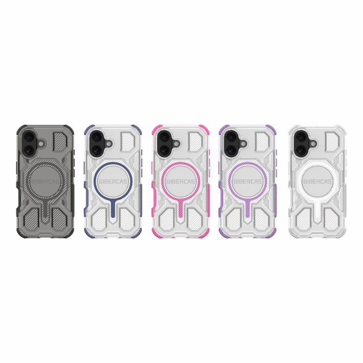 For iPhone 16 BIBERCAS Transparent Color Series MagSafe Air Bag Shockproof Phone Case(Black) by BIBERCAS