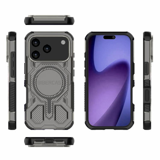 For iPhone 17 Pro BIBERCAS Transparent Color Series MagSafe Air Bag Shockproof Phone Case(Black) by BIBERCAS