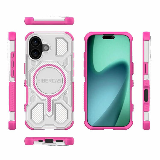 For iPhone 17 BIBERCAS Transparent Color Series MagSafe Air Bag Shockproof Phone Case(Pink) by BIBERCAS