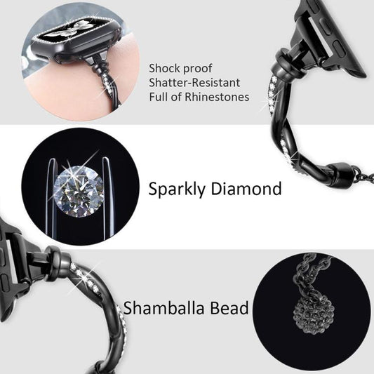 For Apple Watch 38 / 40 / 41 / S10 42mm xDfind Twist Bracelet Diamond Metal Watch Band(Black) by xDfind