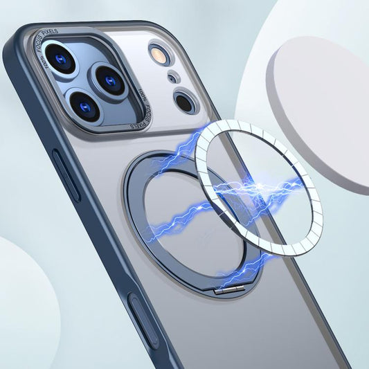 For iPhone 17 Pro kalebol MagSafe Metal Ring Holder Phone Case(Blue) by Kalebol