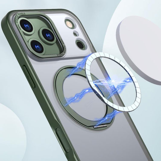 For iPhone 17 Pro kalebol MagSafe Metal Ring Holder Phone Case(Green) by Kalebol