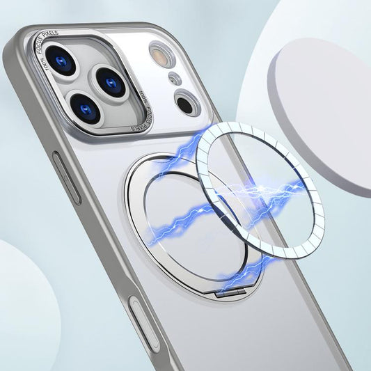 For iPhone 17 Pro kalebol MagSafe Metal Ring Holder Phone Case(Titanium Gray) by Kalebol