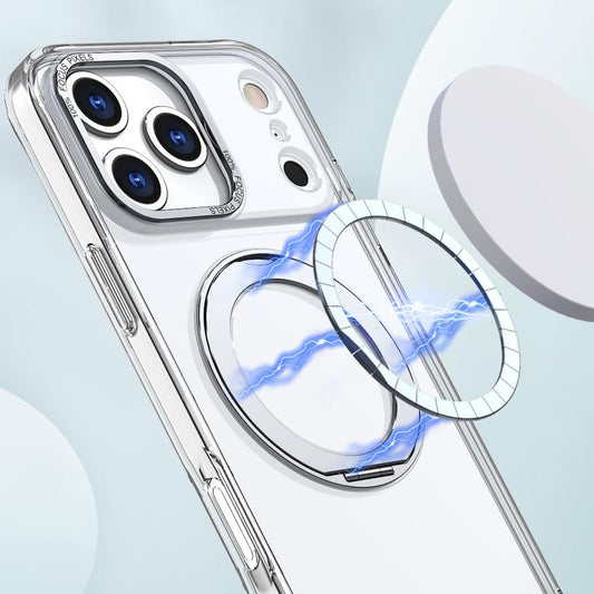 For iPhone 17 Pro kalebol MagSafe Metal Ring Holder Phone Case(Transparent) by Kalebol